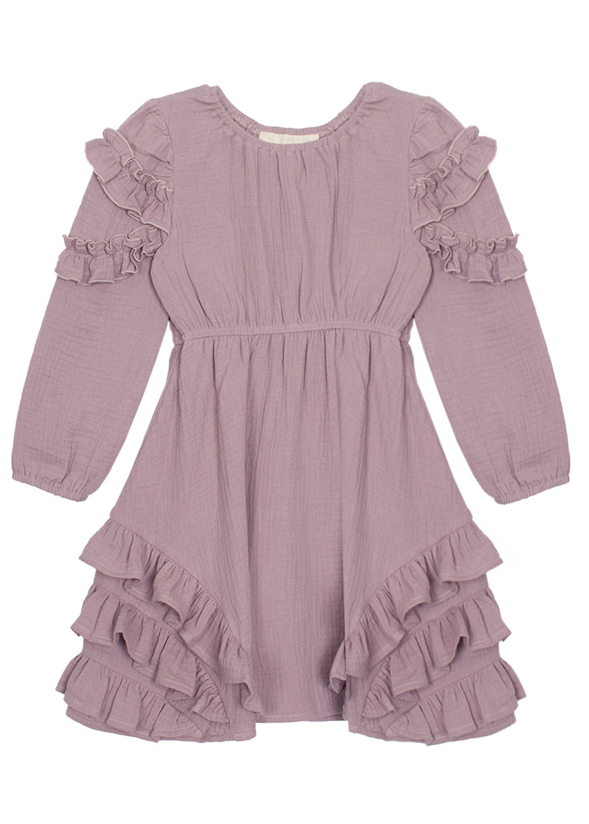 Lavender Dew Elastic Waist Cotton Gauze Dress Mabel + Honey