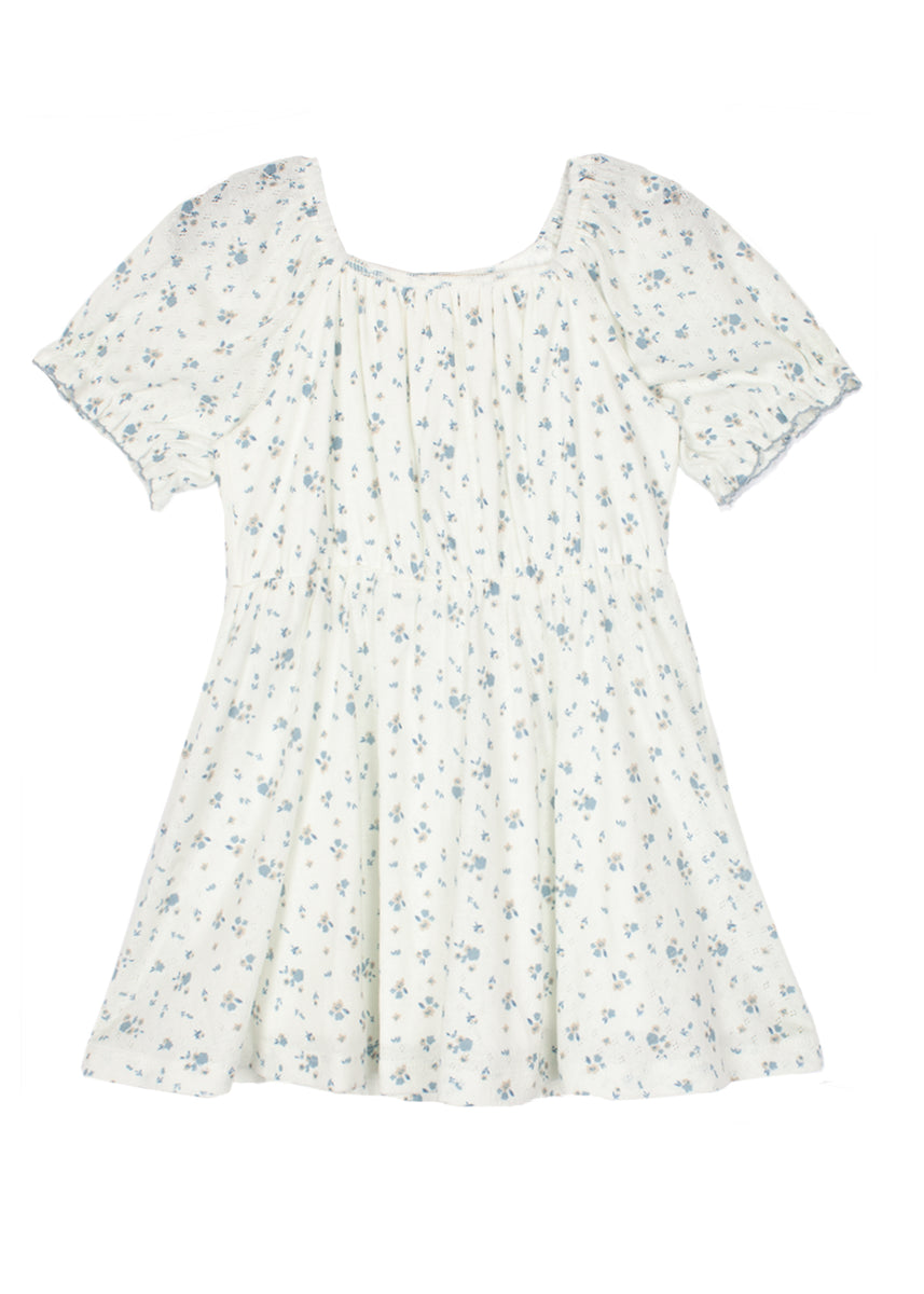 mabel + honey Darling Bluebell Gathered Short Sleeve with Bow Detail Dress
