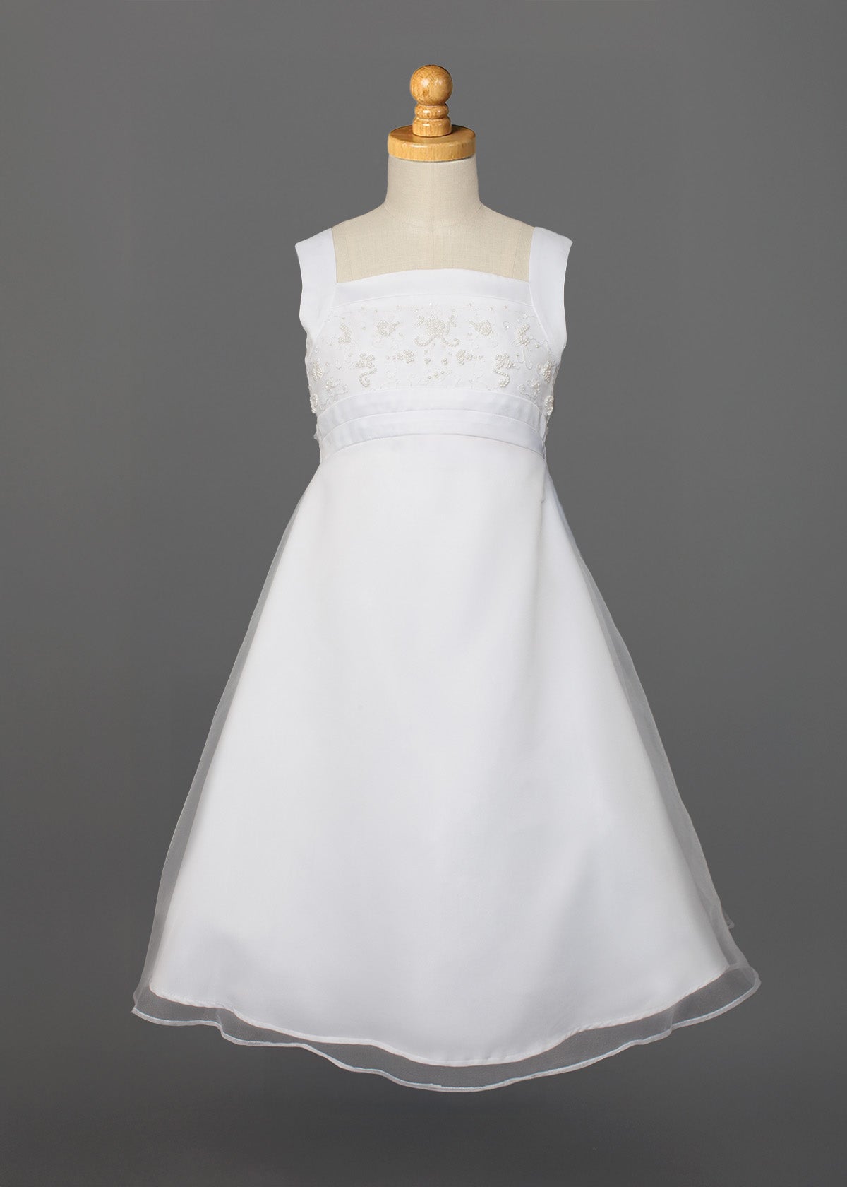 Empire Waist Communion Dress with Hand Beaded Pearl Embellishments Empire Waist Communion Dress with Hand Beaded Pearl Embellishments