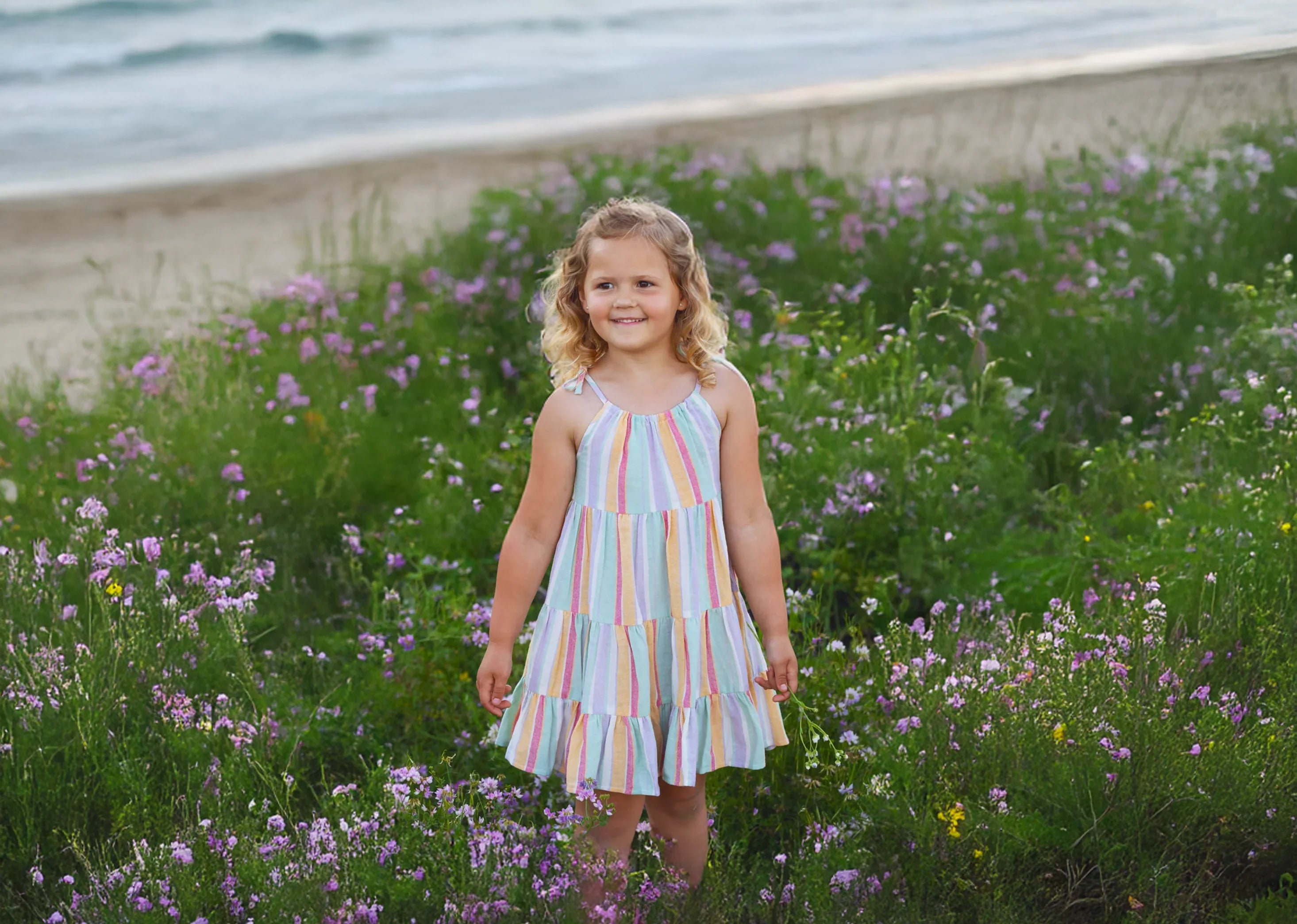 Girl wearing a woven summer dress
