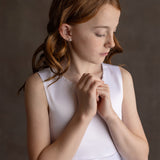 Sleeveless Satin Bodice with Beaded Neckline and Glitter Tulle Skirt