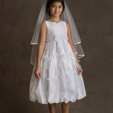 Taffeta Communion Dress w/ Organza Bow & Hand Beading Detail
