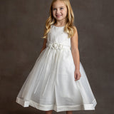 Ivory Satin and Organza Dress w/ Beaded Pearls