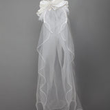 Pearl Edge Floral Headband Communion Tiered Veil