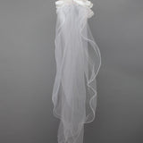 Pearl Edge Floral Headband Communion Tiered Veil