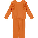 Candy Land Knit Two Piece Set Long Sleeve Ruffle Top and Jogger Pant