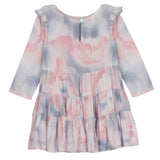Purple Haze Rayon Dress Long Sleeve Tiered Tie Dye