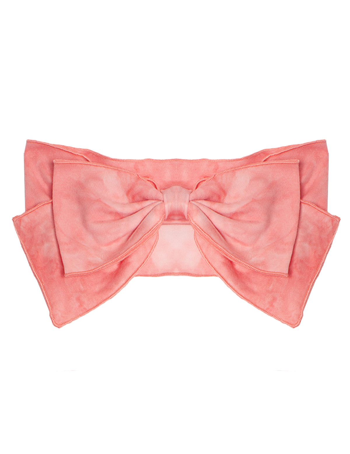 The Strawberry Cloud Headband by Mabel and Honey features a large pink fabric bow with layered wide loops and pointed ends, perfect as a baby hair accessory and part of the Simply Dandy collection, shown on a white background.