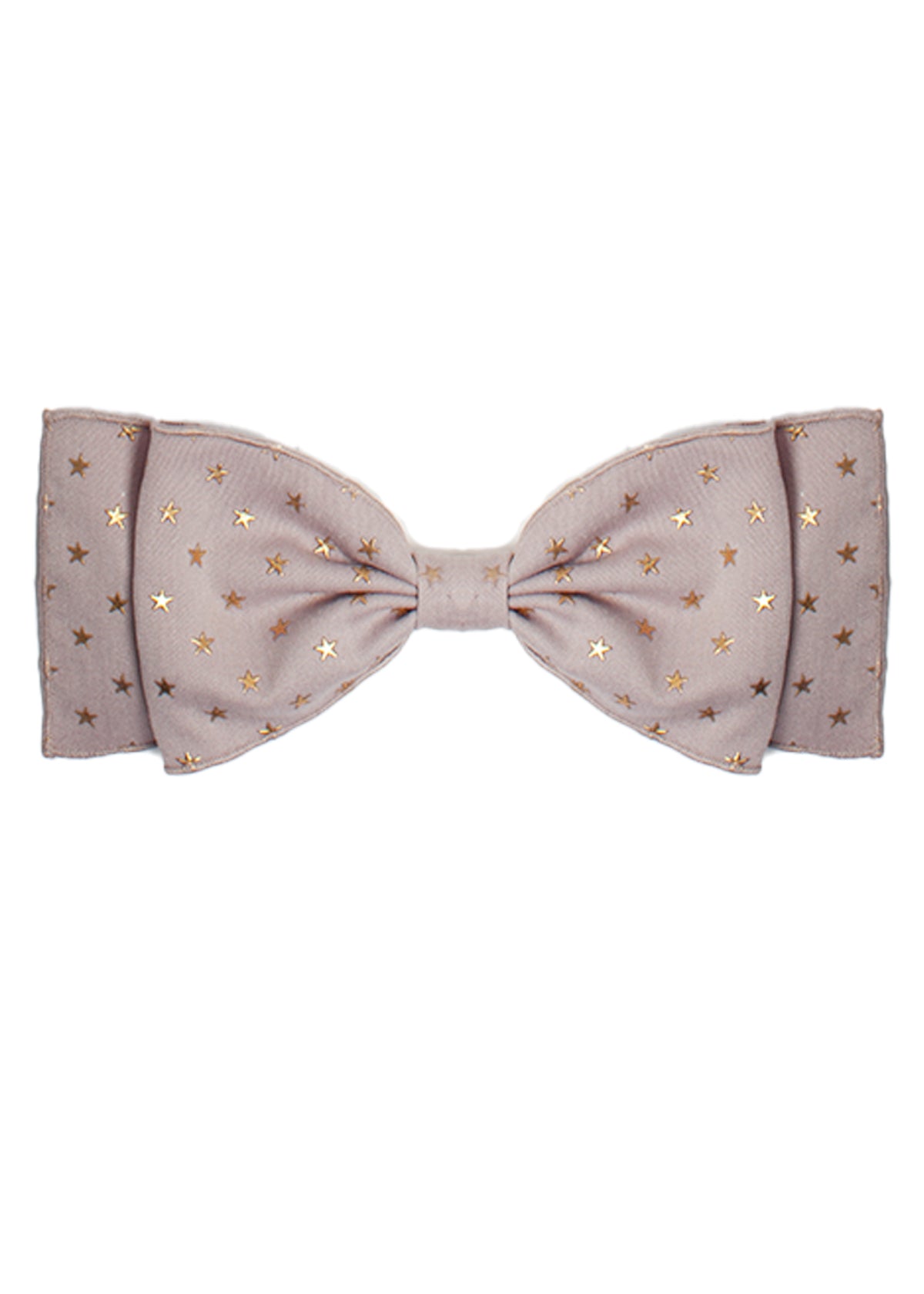 The Skylar Purple Hair Clip by Mabel and Honey features a light purple heather print with small gold stars. Made from 100% cotton, this accessory is perfect for babies and is shown on a white background.
