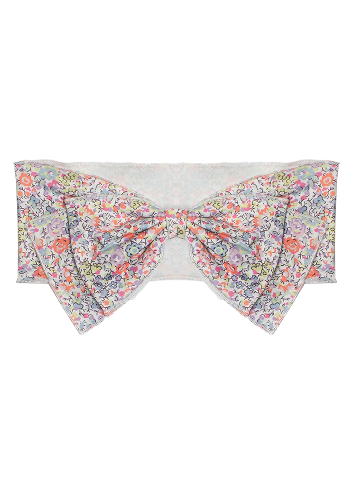 The Addison Headband by Mabel and Honey is a strapless cotton bandeau top with a central bow and colorful floral print—beautifully complemented when paired with your favorite hair accessory.