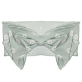 The Mint Julep Headband by Mabel and Honey is a pale green accessory with a large bow, featuring a white floral pattern and subtle heather print, shown against a plain white background.