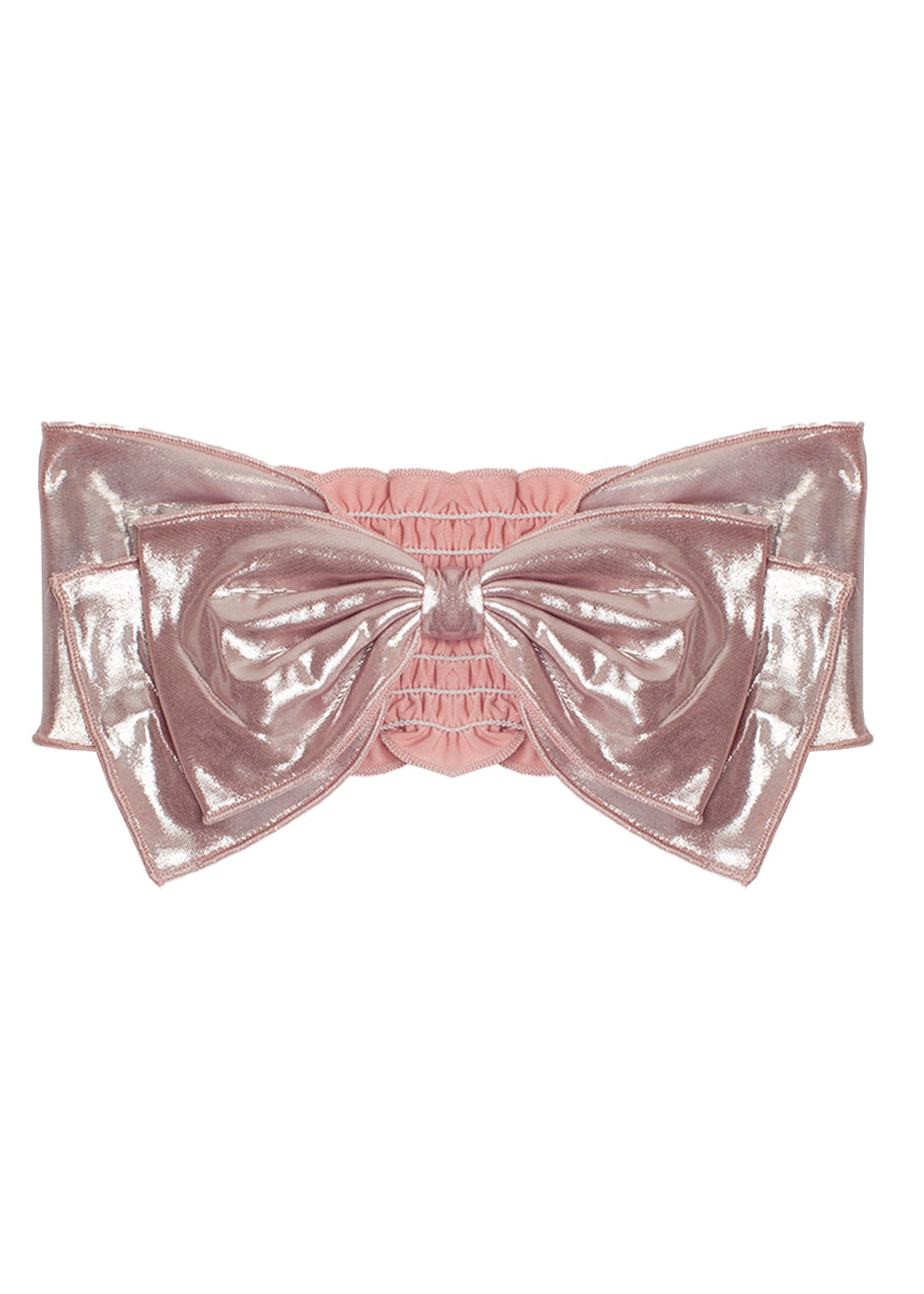 The Shine Bright Headband Yellow by Mabel and Honey is a shiny yellow metallic headband with an oversized double-layer bow and ruched elastic center, doubling as a playful statement hair accessory for babies.