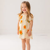 Pleated Petals Yellow Dress