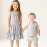 Checkmate Blue Tiered Dress