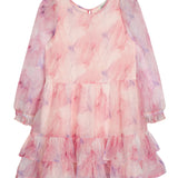 Berry Swirl Long Sleeve Tiered Dress