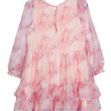 Berry Swirl Long Sleeve Tiered Dress