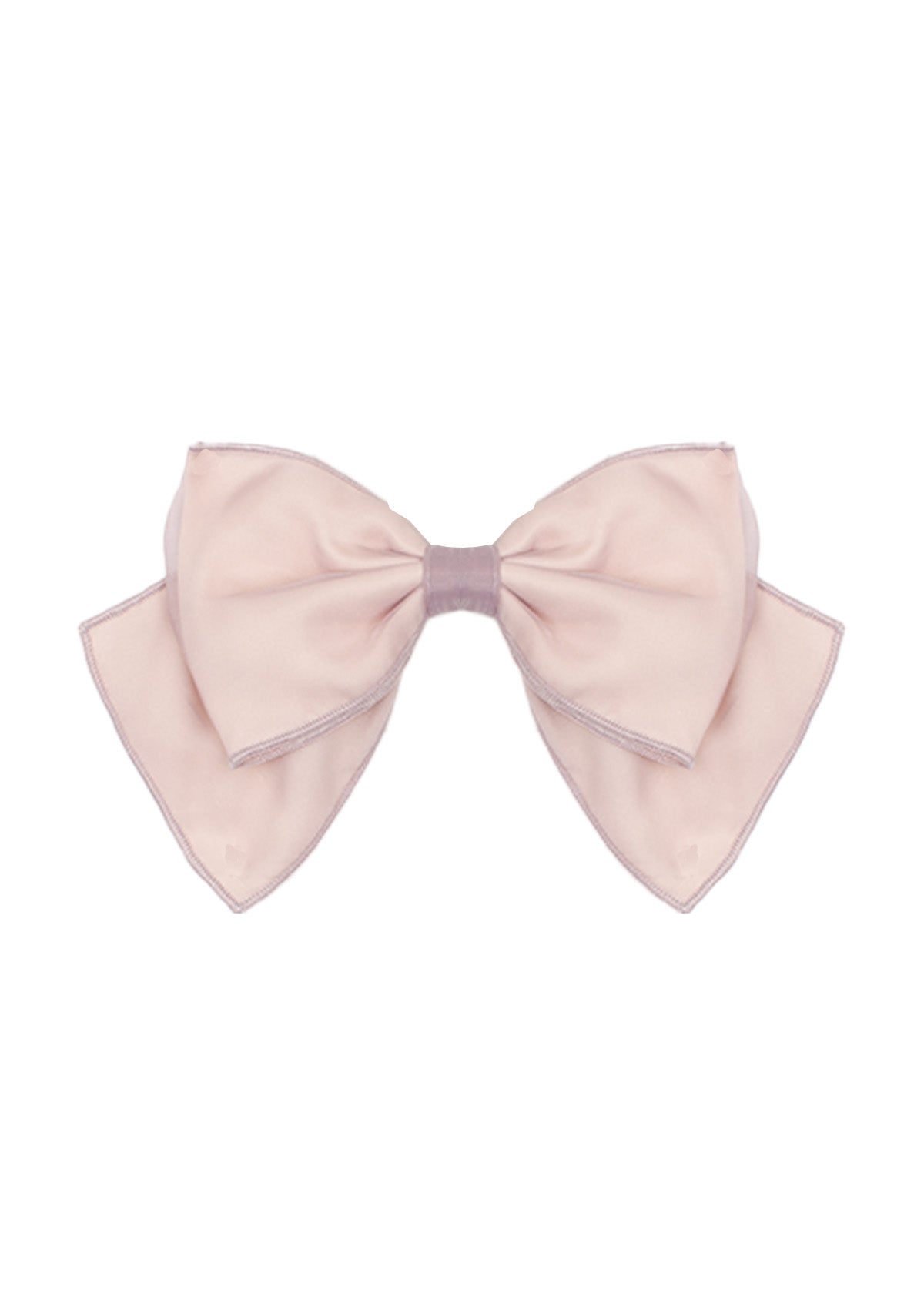 The Grace Pink Hair Accessory by Isobella and Chloe features a large light pink satin bow with wide loops, pointed tails, and a dusty rose center band—an elegant touch for any girl’s hairstyle.