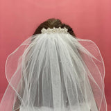 Rhinestone Flowers on 3" Comb w/ Veil