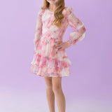 Berry Swirl Long Sleeve Tiered Dress