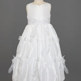 Taffeta Communion Dress w/ Organza Bow & Hand Beading Detail