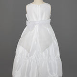 Taffeta Communion Dress w/ Organza Bow & Hand Beading Detail