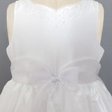 Taffeta Communion Dress w/ Organza Bow & Hand Beading Detail