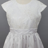 Satin and Lace Bodice Communion Dress w/ Hand Beaded Embellishments