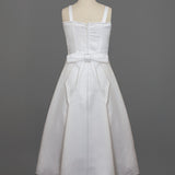 Stain A-Line Communion Dress w/ Hand Beaded Embellishments