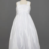 Criss-Cross Bodice Communion Dress in Taffeta and Sequin Fabric