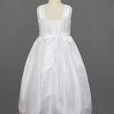 Criss-Cross Bodice Communion Dress in Taffeta and Sequin Fabric