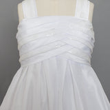 Criss-Cross Bodice Communion Dress in Taffeta and Sequin Fabric