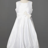 Taffeta Bow Communion Dress with Bubble Hem