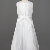 Taffeta Bow Communion Dress with Bubble Hem