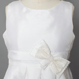 Taffeta Bow Communion Dress with Bubble Hem