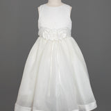Ivory Satin and Organza Dress w/ Beaded Pearls