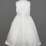 Ivory Satin and Organza Dress w/ Beaded Pearls