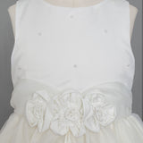 Ivory Satin and Organza Dress w/ Beaded Pearls