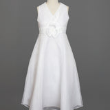 Crossover V-Neck Taffeta Communion Dress