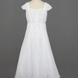 Chiffon Communion Dress w/ Beaded Shoulder Detail