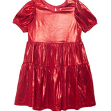 Ruby Red Puffed Sleeve Dress