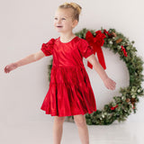 Ruby Red Puffed Sleeve Dress