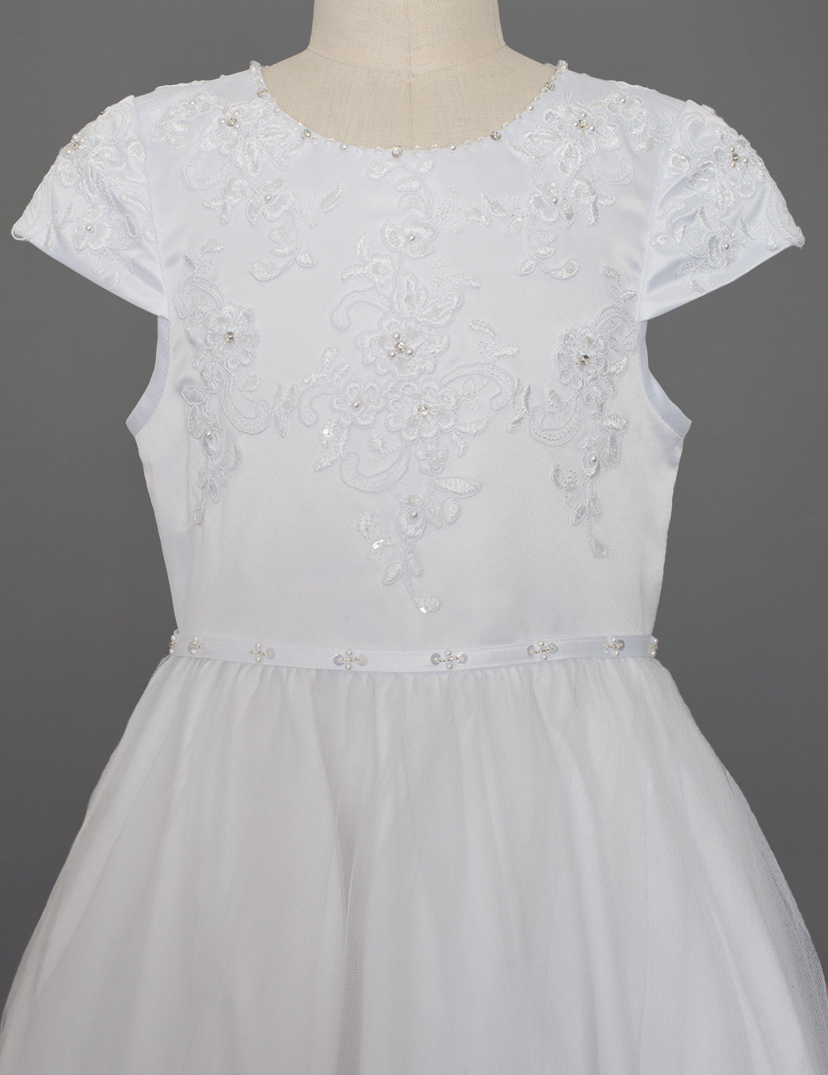 Satin Beaded Lace Bodice Dress