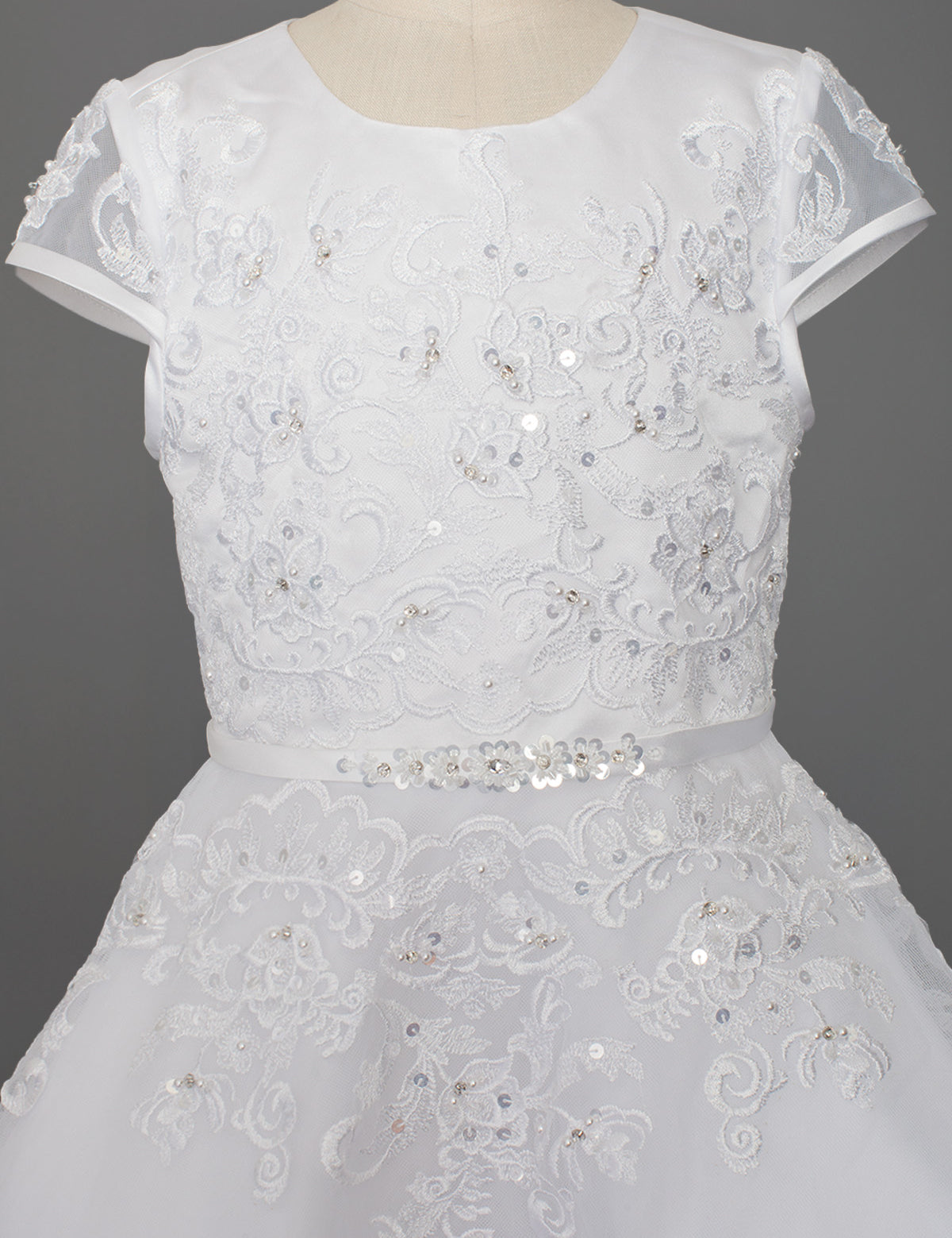 Embroidered Bodice and Flower Beaded Waist Dress
