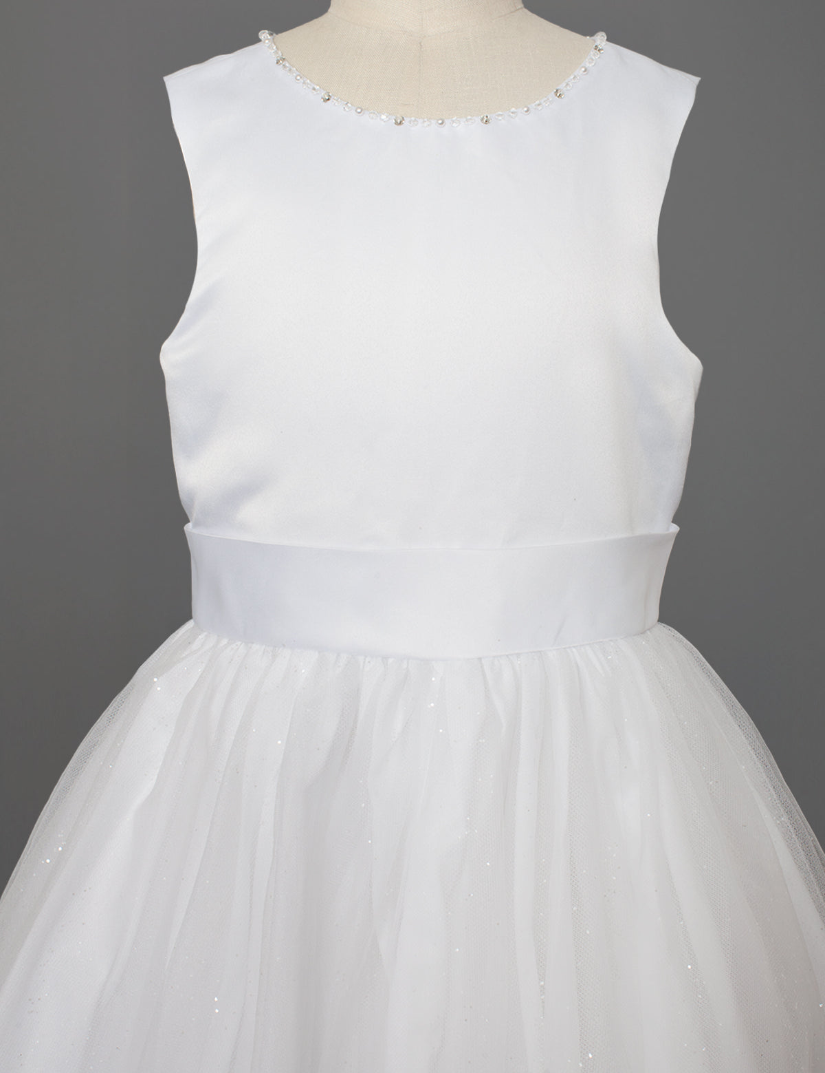 Satin Bodice with Beaded Neckline Dress