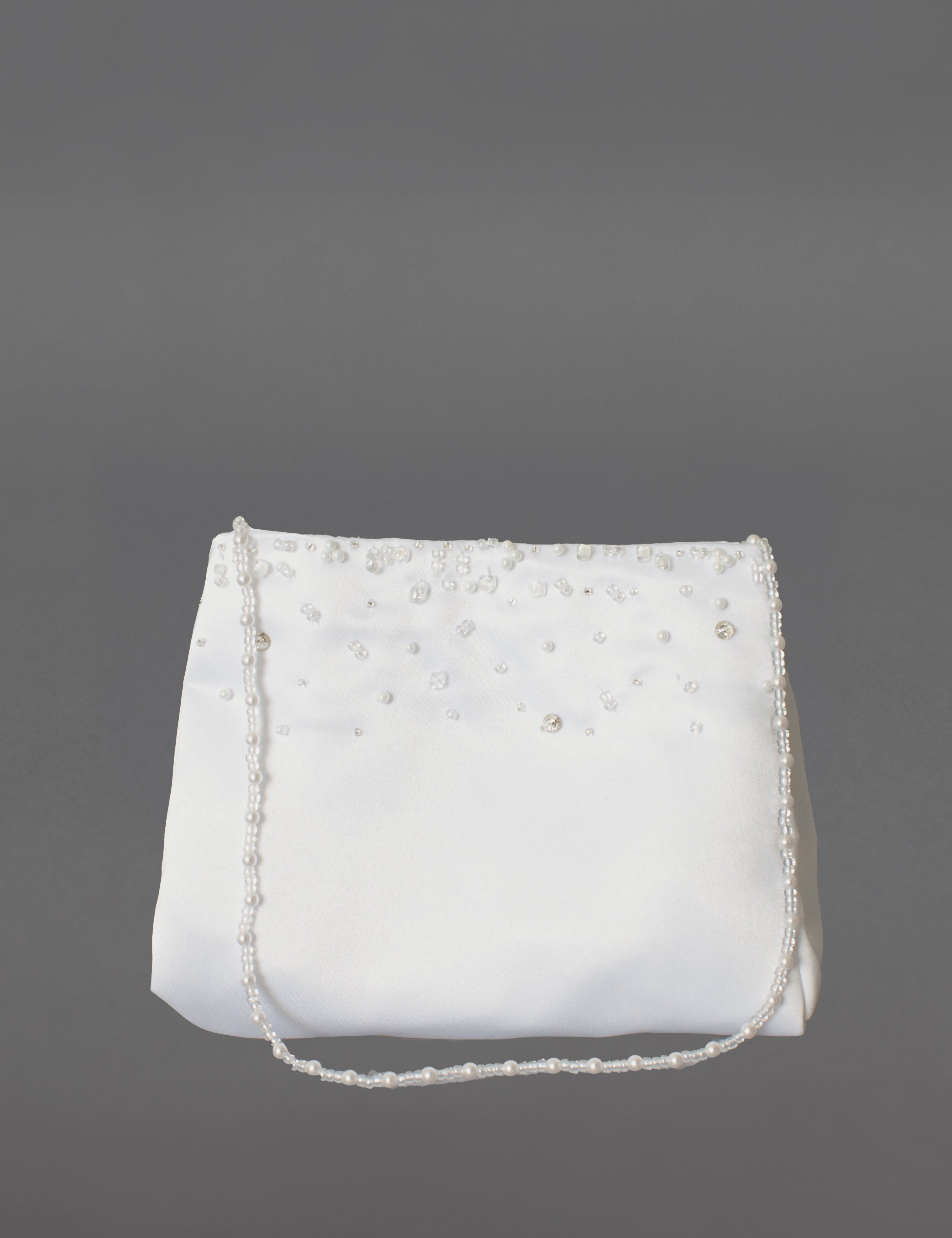 Beaded Satin White Purse