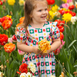 Flower Pops Short Sleeve Dress