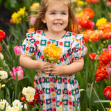 Flower Pops Short Sleeve Dress