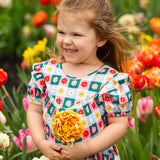 Flower Pops Short Sleeve Dress
