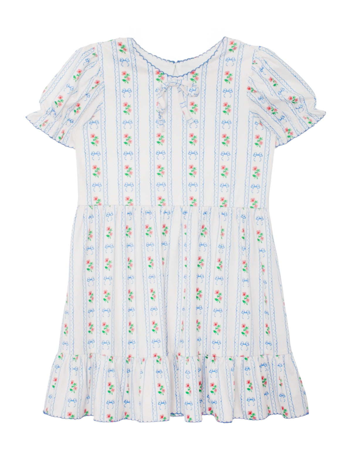 Blooms and Bows Short Gathered Ruffle Sleeve Dress