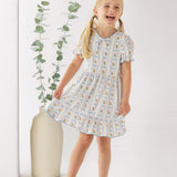 Blooms and Bows Short Gathered Ruffle Sleeve Dress